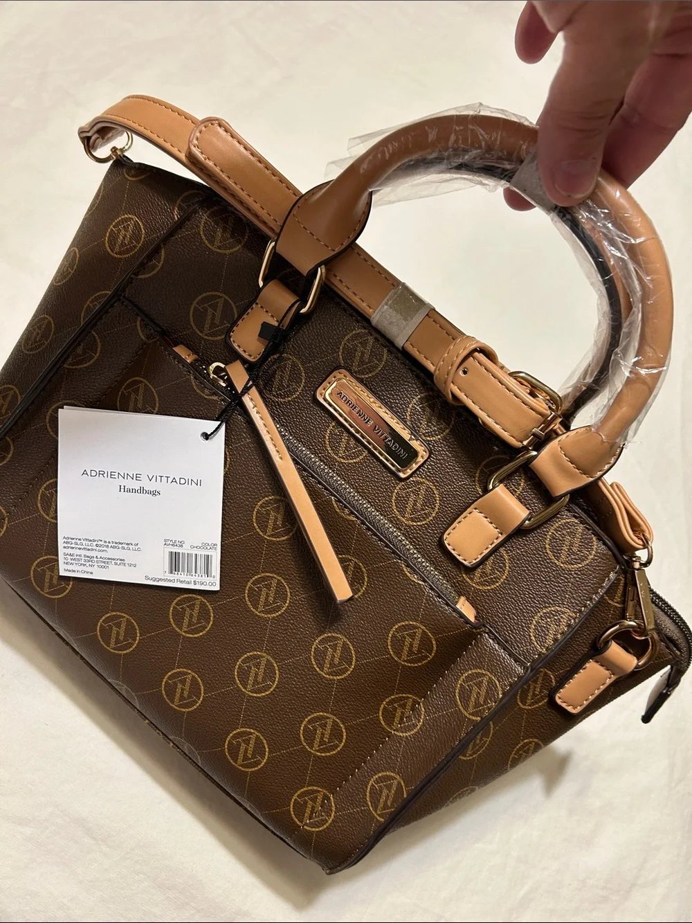 Adrienne Vittadini Brown & Tan Logo Satchel